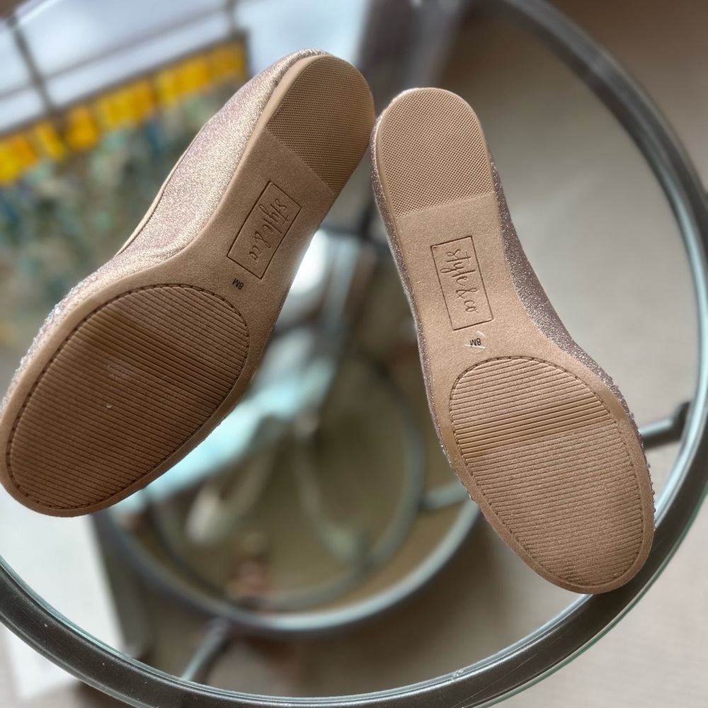 Style & Co Gold Embellished Flats with Rounded Toe in original box, like NEW. - Picture 6 of 8